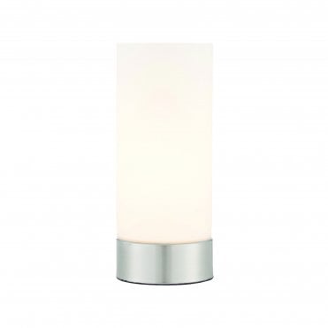 DARA USB Table Lamp Brushed Nickel With Opal Glass Shade