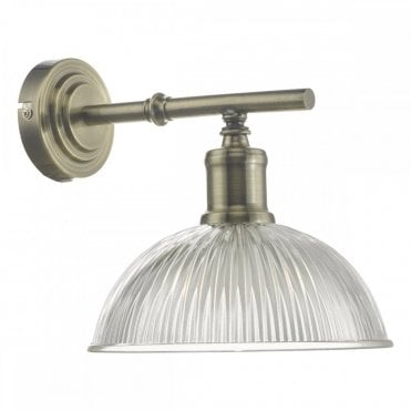 DARA Wall Light Antique Brass & Ribbed Glass Shade