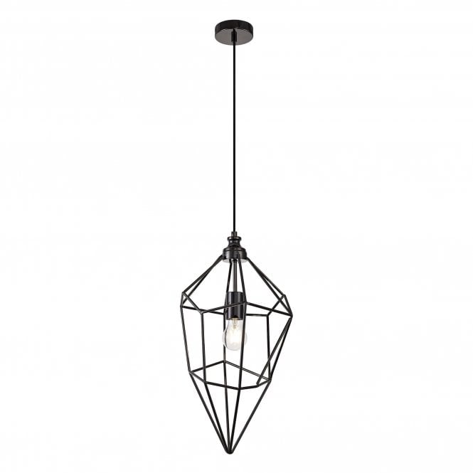 DARCI Open Cage Geometric Style Ceiling Pendant in Black Nickel, Large