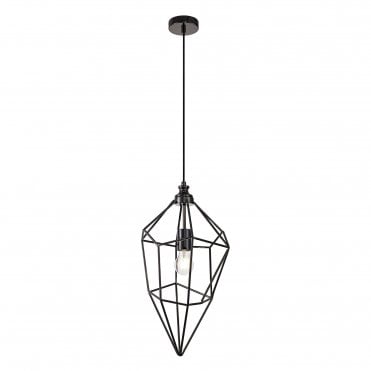 DARCI Open Cage Geometric Style Ceiling Pendant in Black Nickel, Large