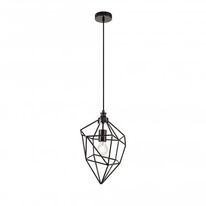 DARCI Open Cage Geometric Style Ceiling Pendant in Black Nickel, Medium