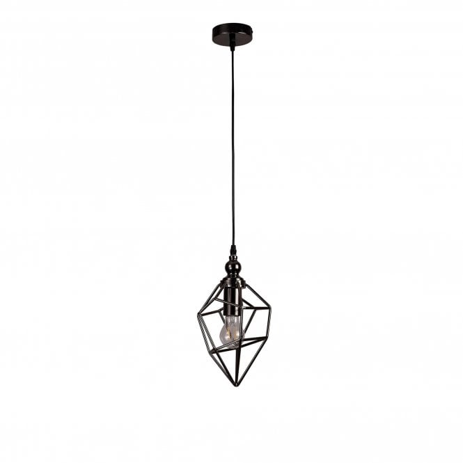 DARCI Open Cage Geometric Style Ceiling Pendant in Black Nickel, Small