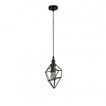 DARCI Open Cage Geometric Style Ceiling Pendant in Black Nickel, Small