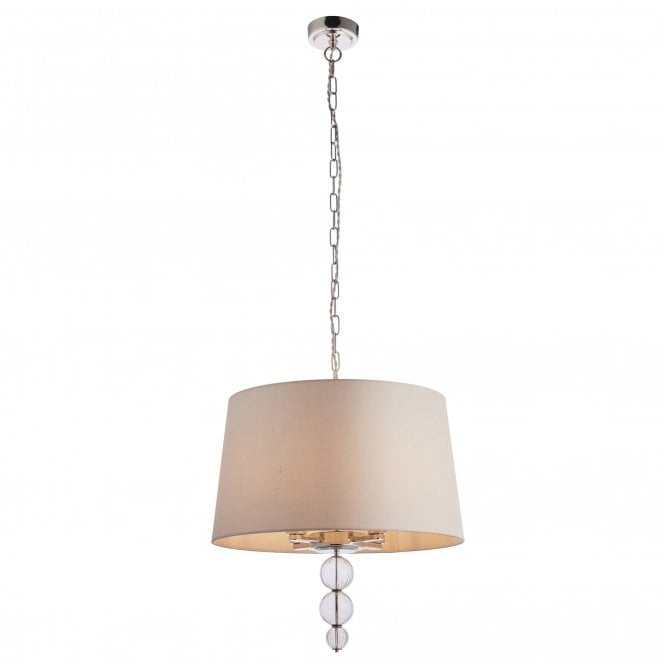 DARLASTON 4 Light Ceiling Pendant Polished Nickel Finish & Marble Silk