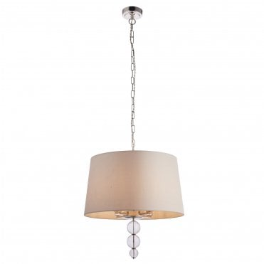 DARLASTON 4 Light Ceiling Pendant Polished Nickel Finish & Marble Silk