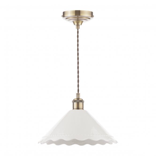 Daws Pendant Antique Brass with White Ceramic Shade
