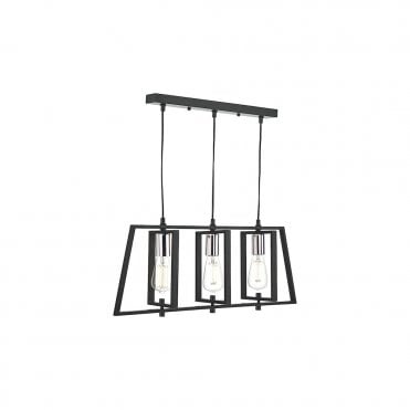 DAX - 3 Light Pendant Bar Black Polished Chrome