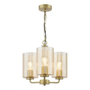 satin gold ceiling pendant with amber glass shades
