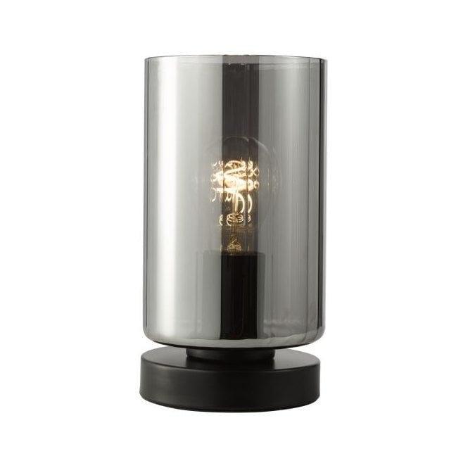Daylin Touch Table Lamp - Satin Black and Smoked Ribbed Glass