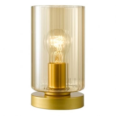 satin gold touch table lamp with amber glass
