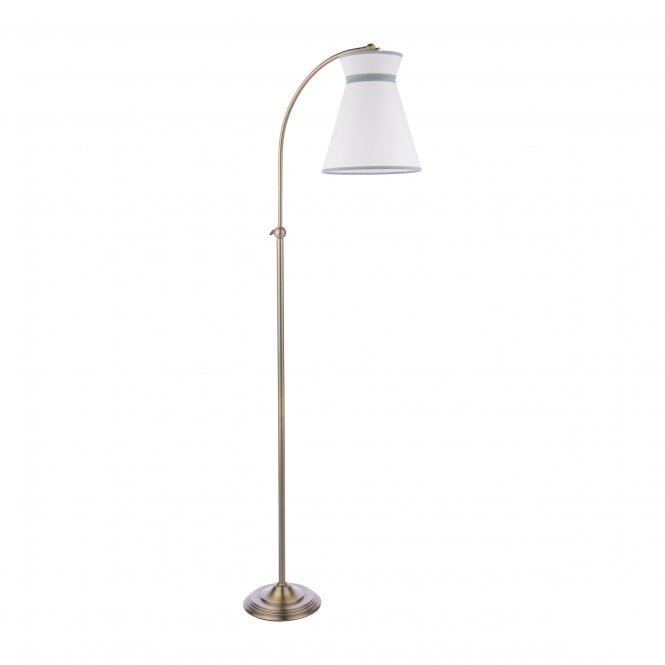 Dearham Floor Lamp - Antique Brass with White Shade