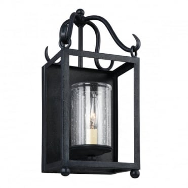 DECLARATION Wall Lantern Antique Iron Seeded Glass Shade