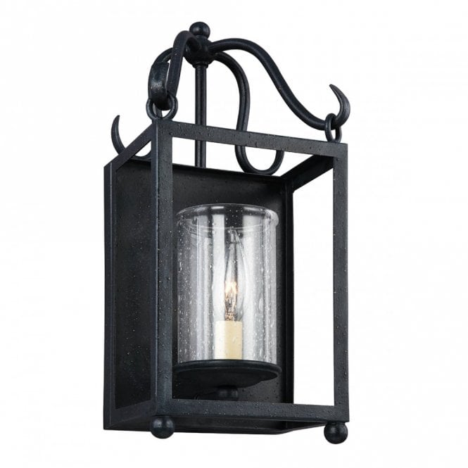 DECLARATION Wall Lantern Antique Iron Seeded Glass Shade