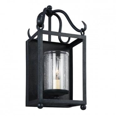 DECLARATION Wall Lantern Antique Iron Seeded Glass Shade