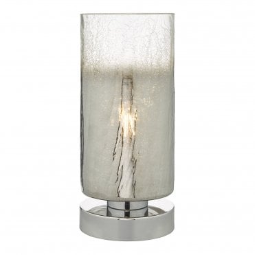 DEENA Table Lamp Crackle Glass and Polished Chrome Touch Dimmer