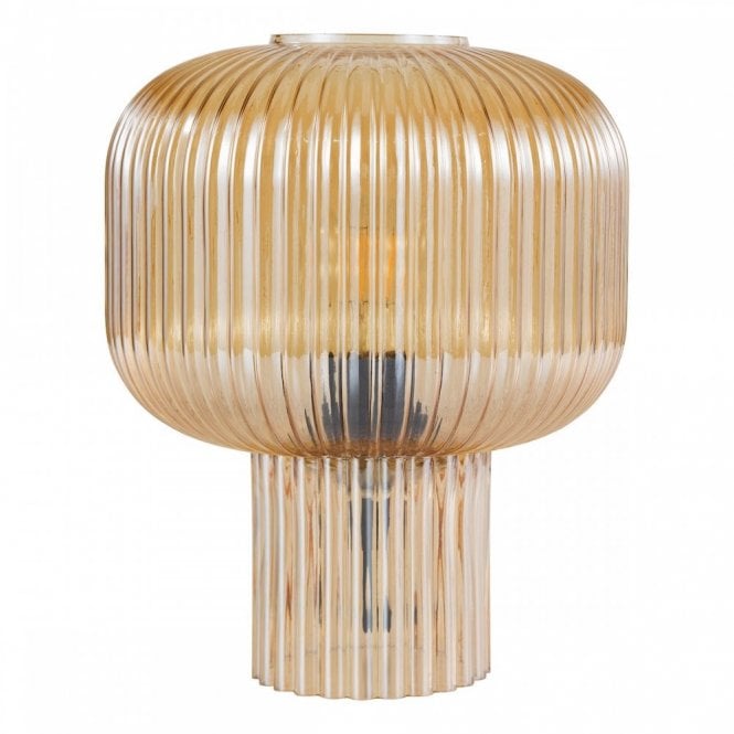 Demarius Table Lamp - Amber Ribbed Glass