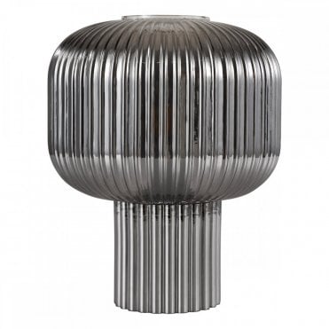 smoked ribbed glass table lamp