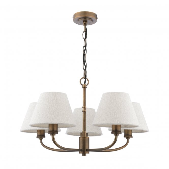 Denston 5 Light Pendant Antique Bronze with Boucle Shades