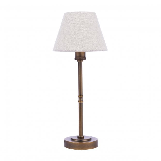 Denston Table Lamp Antique Bronze with Boucle Shade