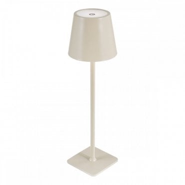 Derrick satin grey rechargeable LED outdoor table lamp with waterproof IP54 rating and touch dimming feature