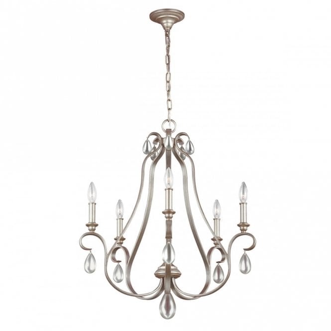 DEWITT 5 Light Chandelier Sunrise Silver