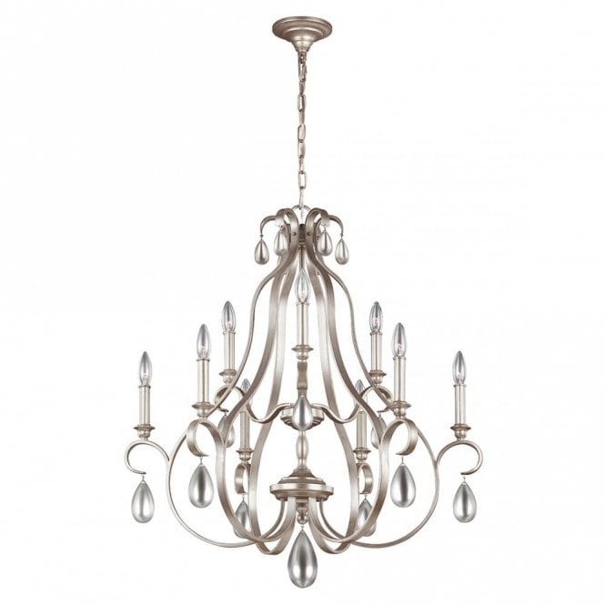 DEWITT 9 Light Chandelier Sunrise Silver