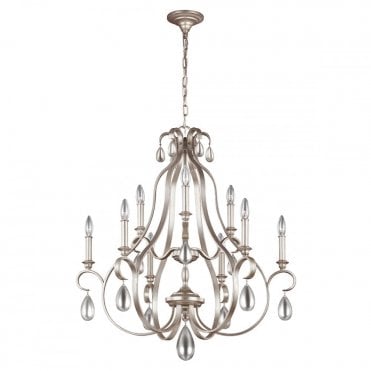 DEWITT 9 Light Chandelier Sunrise Silver
