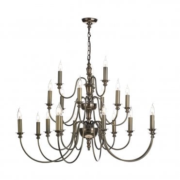 DICKENS 21 Light 3 Tier Candelabra Style Ceiling Pendant Bronze