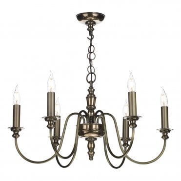 DICKENS 6 Light Candelabra Style Ceiling Pendant Bronze