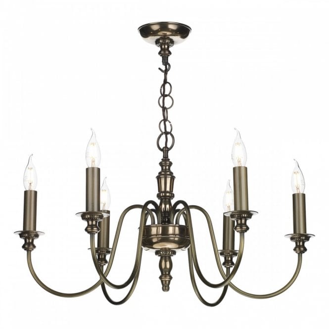 DICKENS 6 Light Candelabra Style Ceiling Pendant Bronze