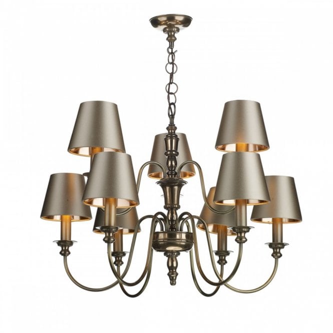 DICKENS 9 Light Candelabra Style Ceiling Pendant Bronze