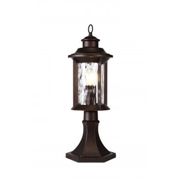 DIMPLE Pedestal Lamp, E27, Antique Bronze Clear Ripple Glass, IP54,