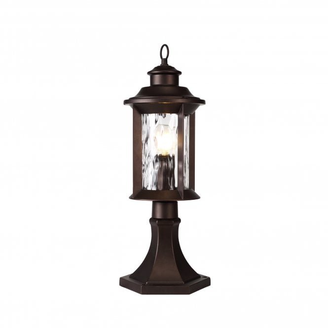 DIMPLE Pedestal Lamp, E27, Antique Bronze Clear Ripple Glass, IP54,