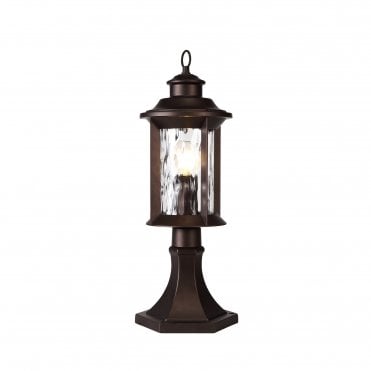 DIMPLE Pedestal Lamp, E27, Antique Bronze Clear Ripple Glass, IP54,