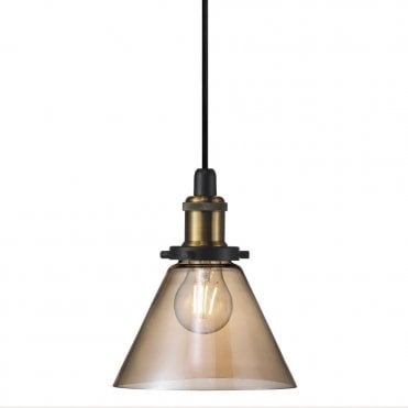 DISA - Vintage Ceiling Pendant Amber Tapered Glass
