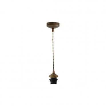 DOHA - Twisted Braided Suspension Ceiling Pendant Light In Antique Brass