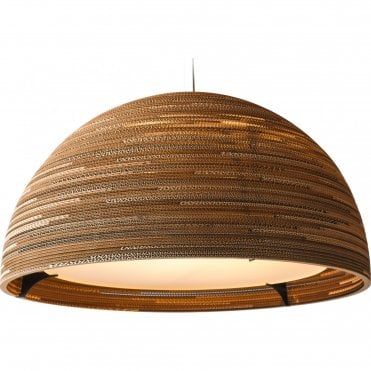 DOME 93cm Diameter Dome Ceiling Pendant Natural Brown Recycled Cardboard