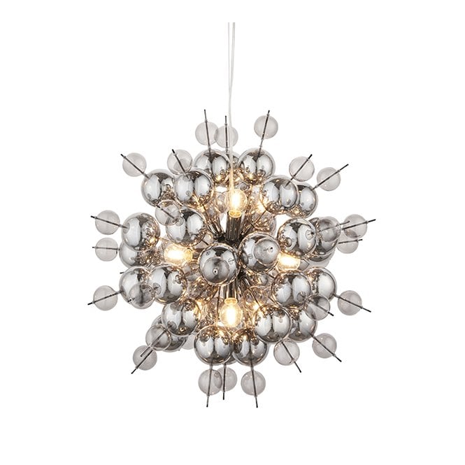 DORADUS Black Chrome Pendant With Tinted Mirror Glass Spheres