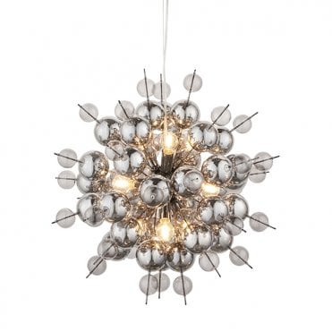 DORADUS Black Chrome Pendant With Tinted Mirror Glass Spheres