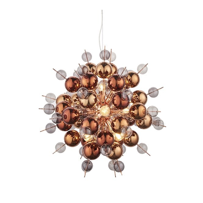 DORADUS Copper Plated Pendant With Tinted Glass Spheres