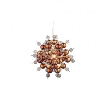 DORADUS Copper Plated Pendant With Tinted Glass Spheres