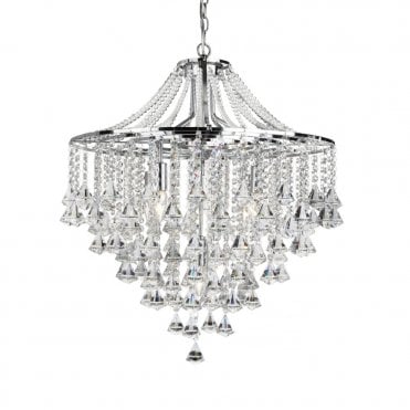 DORCHESTER - 5 Light Flush Ceiling Ceiling Light In Chrome With Crystal Octohedrons
