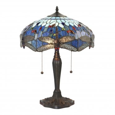 Blue Medium Table with Tiffany Glass