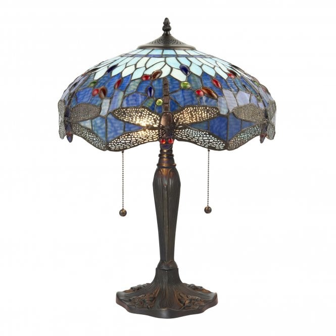 DRAGONFLY Blue Medium Table with Tiffany Glass