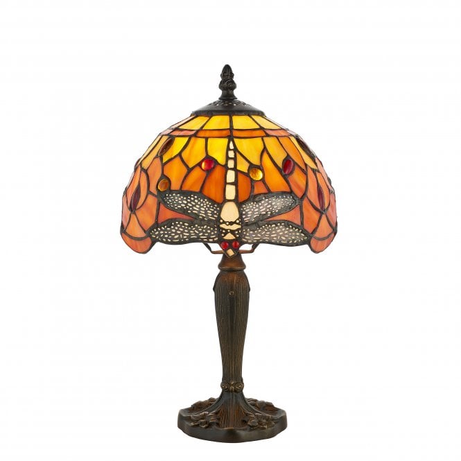 DRAGONFLY Flame Intermediate Table with Tiffany Glass