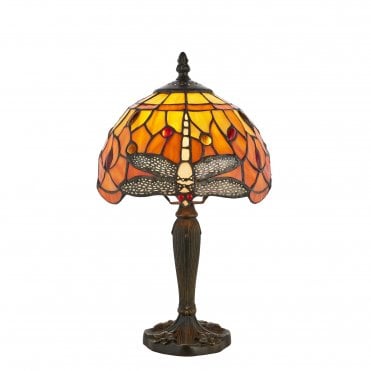 DRAGONFLY Flame Intermediate Table with Tiffany Glass
