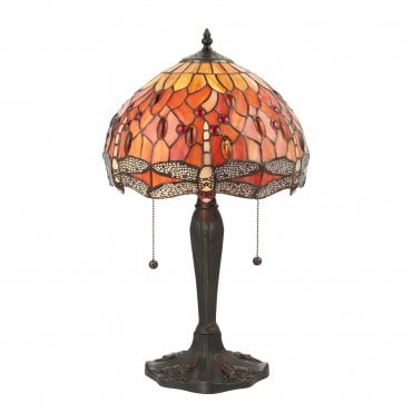 DRAGONFLY Flame Small Table with Tiffany Glass