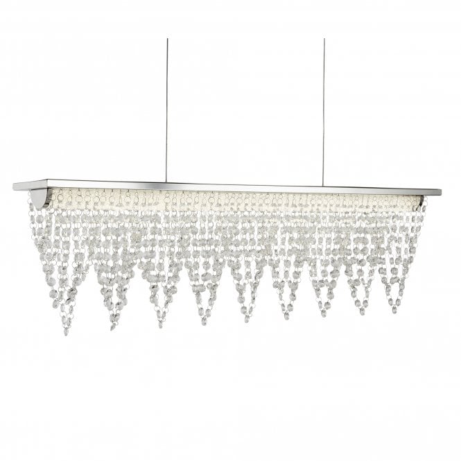 DRAPE Dimmable LED Ceiling Bar Pendant Chrome Crystal Waterfall Dressing