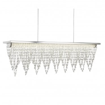 DRAPE Dimmable LED Ceiling Bar Pendant Chrome Crystal Waterfall Dressing