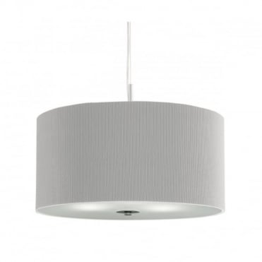 DRUM - Pleat Ceiling Pendant 3 Light Pleated Shade Ceiling Pendant Silver